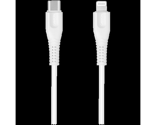 Кабель CANYON MFI-4 Type C Cable To MFI Lightning for Apple, PVC Mouling,Function: with full feature( data transmission and PD charging) Output:5V/2.4A, OD:3.5mm, cable length 1.2m, 0.026kg,Color:White