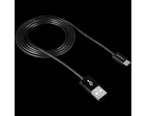 Кабель CANYON UM-1 Micro USB cable, 1M, Black, 15*8.2*1000mm, 0.018kg