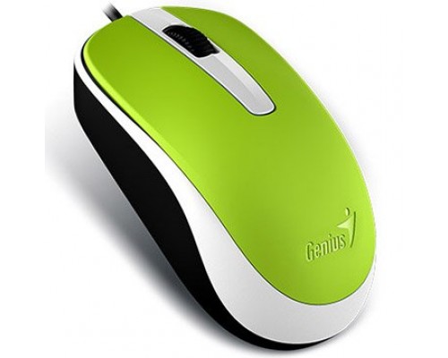 Мышь Genius DX-120 (USB, оптическая, разрешение сенсора 1000 DPI, 3 кнопки, Длина кабеля 1.5м) Цвет зелёный.