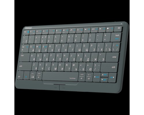 Клавиатура Prestigio Click&Touch 2, wireless multimedia smart keyboard with touchpad embedded into keys, auto-switch between keyboard and touchpad modes, touch multimedia sliders, left and right physical 