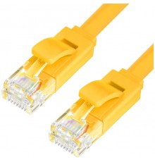 Патчкорд Greenconnect  PROF плоский прямой 0.15m, UTP медь кат.6, желтый, позолоченные контакты, 30 AWG, GCR-LNC622-0.15m, ethernet high speed 10 Гбит/с, RJ45, T568B                                                                                     
