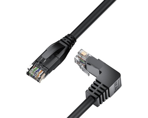 Патчкорд GCR  прямой 3.0m UTP кат.5e, черный, верхний угол, литой, ethernet high speed, RJ45, T568B, GCR-53201