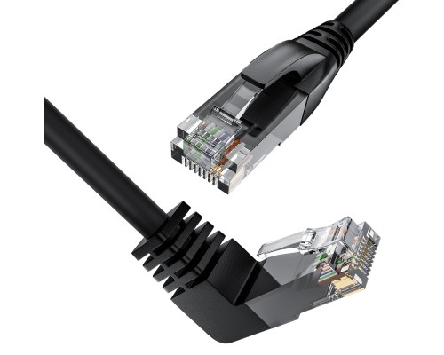 Патчкорд GCR  прямой 3.0m UTP кат.5e, черный, верхний угол, литой, ethernet high speed, RJ45, T568B, GCR-53201