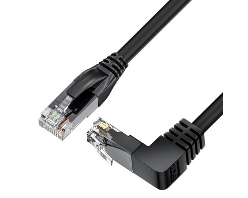 Патчкорд GCR  прямой 3.0m UTP кат.5e, черный, нижний угол, литой, ethernet high speed, RJ45, T568B, GCR-53197