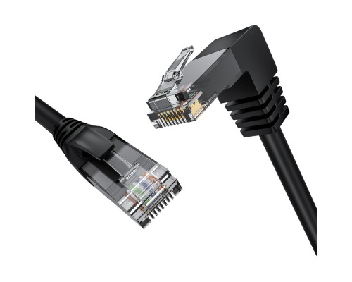 Патчкорд GCR  прямой 3.0m UTP кат.5e, черный, нижний угол, литой, ethernet high speed, RJ45, T568B, GCR-53197