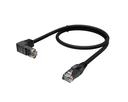 Патчкорд GCR  прямой 1.0m UTP кат.5e, черный, верхний угол, литой, ethernet high speed, RJ45, T568B, GCR-53199