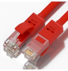 Патчкорд GCR  прямой 2.5m UTP кат.5e, красный, позолоченные контакты, 24 AWG, литой, GCR-LNC04-2.5m, ethernet high speed 1 Гбит/с, RJ45, T568B                                                                                                            