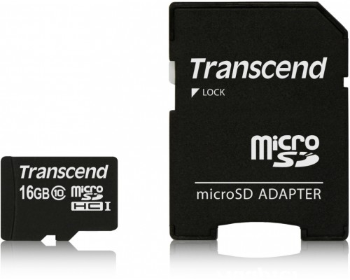 Карта памяти MicroSDHC 16Gb Transcend TS16GUSDHC10 Class10 UHS-I U1 R30 + Adapter