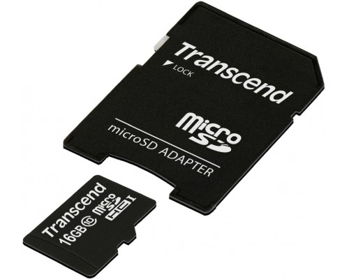 Карта памяти MicroSDHC 16Gb Transcend TS16GUSDHC10 Class10 UHS-I U1 R30 + Adapter