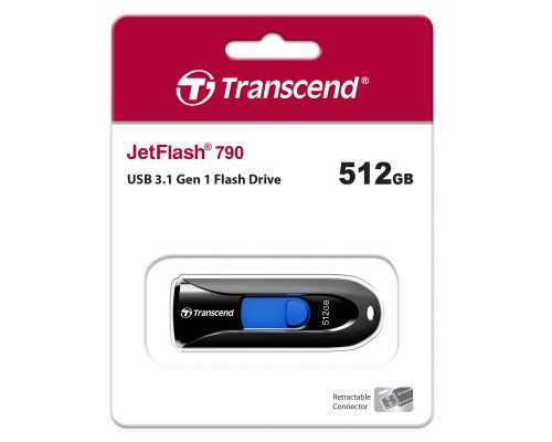 Накопитель, USB-флеш, Transcend 512GB JetFlash 790K (Black) USB 3.0