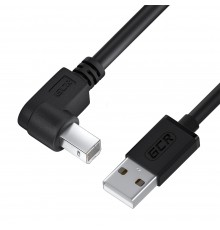 Кабель GCR 0.5m USB 2.0, AM/BM угловой левый, черный, 28/28 AWG                                                                                                                                                                                           