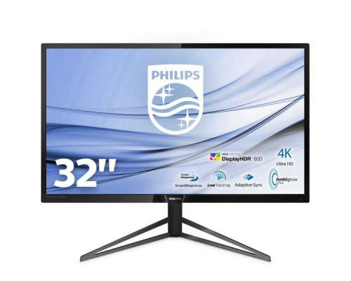 Монитор жидкокристаллический Philips Монитор LCD 31.5'' [16:9] 3840x2160(UHD 4K) MVA, nonGLARE, 400cd/m2, H178°/V178°, 3000:1, 80M:1, 16.7M, 4ms, VGA, 3xHDMI, DP, USB-Hub, Height adj, Tilt, Speakers, 3Y, Black