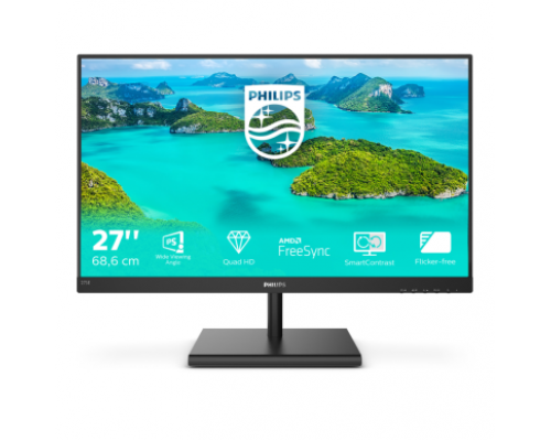 Монитор жидкокристаллический PHILIPS Монитор LCD 27'' [16:9] 2560х1440(WQHD) IPS, nonGLARE, 250cd/m2, H178°/V178°, 1000:1, 20M:1, 16.7M, 4ms, VGA, HDMI, Tilt, 2Y, Black