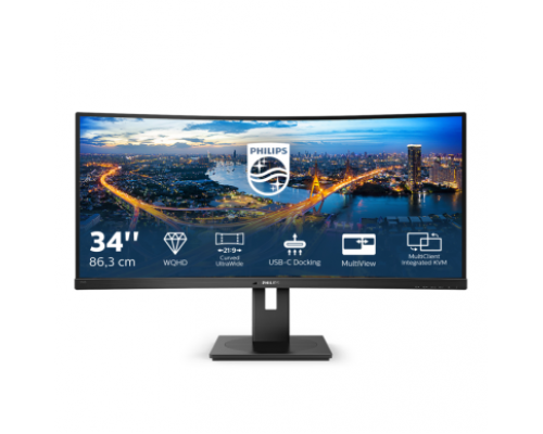 Монитор жидкокристаллический Philips Монитор LCD 34'' [21:9] 3440x1440(UWQHD) VA, Curved, nonGLARE, 300cd/m2, H178°/V178°, 3000:1, 80M:1, 16.7M, 5ms, HDMI, DP, USB-Hub, Height adj, Tilt, Swivel, Speakers, 3Y, Black