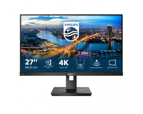 Монитор жидкокристаллический Philips Монитор LCD 27'' [16:9] 3840x2160(UHD 4K) IPS, nonGLARE, 350cd/m2, H178°/V178°, 1000:1, 50M:1, 1.07B, 4ms, 2xHDMI, DP, USB-Hub, Height adj, Tilt, Swivel, Speakers, 3Y, Black