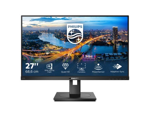 Монитор жидкокристаллический PHILIPS Монитор LCD 27'' [16:9] 2560х1440(WQHD) IPS, nonGLARE, 300cd/m2, H178°/V178°, 1000:1, 50M:1, 16.7M, 4ms, VGA, DVI, HDMI, DP, USB-Hub, Height adj, Tilt, Swivel, Speakers, 2Y, Black