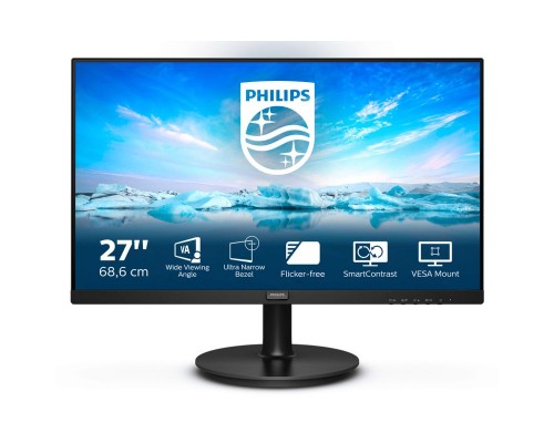 Монитор жидкокристаллический PHILIPS Монитор LCD 27'' [16:9] 1920х1080(FHD) VA, nonGLARE, 250cd/m2, H178°/V178°, 3000:1, 50М:1, 16,7 миллионов цветов, 4ms, VGA, HDMI, DP, Pivot, Tilt, Swivel, Speakers, 3Y, Black