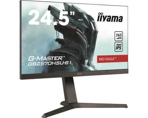 Монитор жидкокристаллический Iiyama Монитор LCD 24.5'' 16:9 1920х1080(FHD) TN, nonGLARE, 400cd/m2, H170°/V160°, 1000:1, 80M:1, 16.7M, 1ms, HDMI, DP, USB-Hub, Height adj, Pivot, Tilt, Speakers, Swivel, 3Y, Black