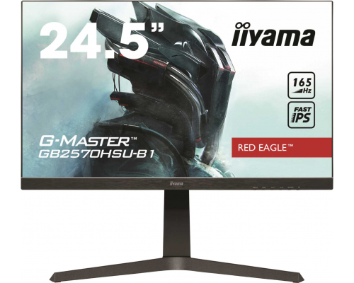 Монитор жидкокристаллический Iiyama Монитор LCD 24.5'' 16:9 1920х1080(FHD) TN, nonGLARE, 400cd/m2, H170°/V160°, 1000:1, 80M:1, 16.7M, 1ms, HDMI, DP, USB-Hub, Height adj, Pivot, Tilt, Speakers, Swivel, 3Y, Black