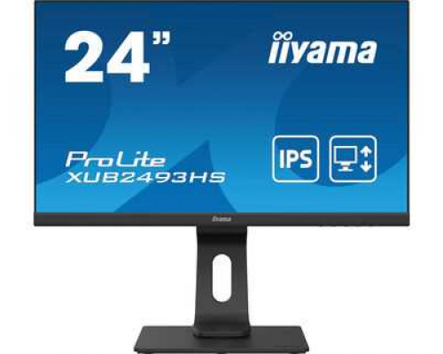 Монитор жидкокристаллический Iiyama Монитор LCD 24'' [16:9] 1920х1080(FHD) IPS, nonGLARE, 250cd/m2, H178°/V178°, 1000:1, 80M:1, 16,7 миллионов цветов, 4ms, VGA, HDMI, DP, USB-Hub, Height adj, Pivot, Tilt, Swivel, Speakers, Audio out, 3Y, Black