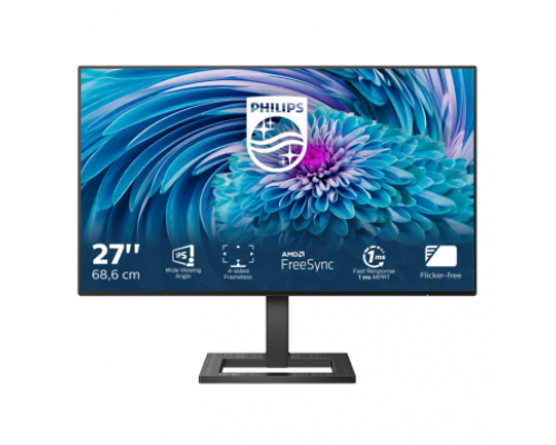 Монитор жидкокристаллический PHILIPS Монитор LCD 27'' [16:9] 1920х1080(FHD) IPS, nonGLARE, 350cd/m2, H178°/V178°, 1000:1, 20M:1, 16.7M, 4ms, VGA, HDMI, DP, Tilt, Speakers, 2Y, Black