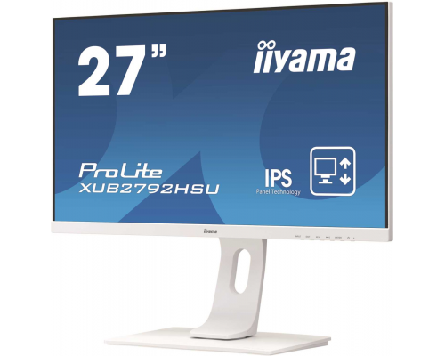 Монитор жидкокристаллический Iiyama Монитор LCD 27'' [16:9] 1920х1080(FHD) IPS, nonGLARE, 250cd/m2, H178°/V178°, 1000:1, 80M:1, 16.7M, 4ms, VGA, HDMI, DP, USB-Hub, Height adj, Pivot, Tilt, Swivel, Speakers, 3Y, White