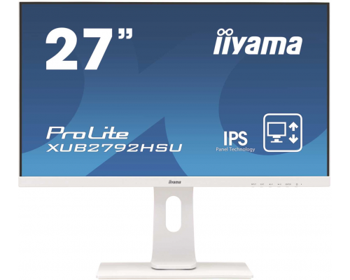 Монитор жидкокристаллический Iiyama Монитор LCD 27'' [16:9] 1920х1080(FHD) IPS, nonGLARE, 250cd/m2, H178°/V178°, 1000:1, 80M:1, 16.7M, 4ms, VGA, HDMI, DP, USB-Hub, Height adj, Pivot, Tilt, Swivel, Speakers, 3Y, White