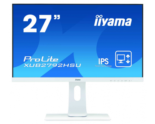 Монитор жидкокристаллический Iiyama Монитор LCD 27'' [16:9] 1920х1080(FHD) IPS, nonGLARE, 250cd/m2, H178°/V178°, 1000:1, 80M:1, 16.7M, 4ms, VGA, HDMI, DP, USB-Hub, Height adj, Pivot, Tilt, Swivel, Speakers, 3Y, White