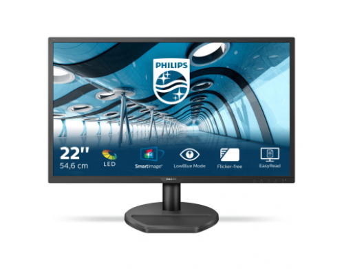 Монитор жидкокристаллический PHILIPS Монитор LCD 21.5'' [16:9] 1920х1080(FHD) TN, nonGLARE, nonTOUCH, 250cd/m2, H170°/V160°, 1000:1, 20M:1, 16.7M, 1ms, VGA, DVI, HDMI, DP, Pivot, Tilt, Swivel, Speakers, Swivel, 3Y, Black