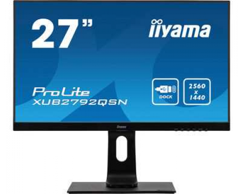 Монитор жидкокристаллический Iiyama Монитор LCD 27'' [16:9] 2560х1440(WQHD) IPS, nonGLARE, 350cd/m2, H178°/V178°, 1000:1, 80M:1, 1,07 миллиардов цветов, 4ms, VGA, HDMI, DP, USB-Hub, Height adj, Pivot, Tilt, Swivel, Speakers, 3Y, Black