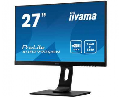 Монитор жидкокристаллический Iiyama Монитор LCD 27'' [16:9] 2560х1440(WQHD) IPS, nonGLARE, 350cd/m2, H178°/V178°, 1000:1, 80M:1, 1,07 миллиардов цветов, 4ms, VGA, HDMI, DP, USB-Hub, Height adj, Pivot, Tilt, Swivel, Speakers, 3Y, Black