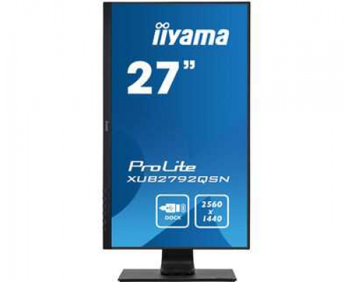 Монитор жидкокристаллический Iiyama Монитор LCD 27'' [16:9] 2560х1440(WQHD) IPS, nonGLARE, 350cd/m2, H178°/V178°, 1000:1, 80M:1, 1,07 миллиардов цветов, 4ms, VGA, HDMI, DP, USB-Hub, Height adj, Pivot, Tilt, Swivel, Speakers, 3Y, Black