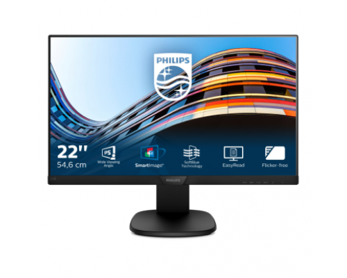 Монитор жидкокристаллический PHILIPS Монитор LCD 21.5'' [16:9] 1920х1080(FHD) IPS, nonGLARE, 250cd/m2, H178°/V178°, 1000:1, 20M:1, 16.7M, 5ms, VGA, HDMI, DP, Height adj, Pivot, Tilt, Swivel, Speakers, 3Y, Black