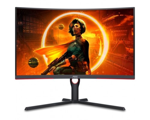 Монитор жидкокристаллический AOC Монитор LCD 31.5'' [16:9] 2560х1440(WQHD) VA, Curved, nonGLARE, 300cd/m2, H178°/V178°, 3000:1, 80M:1, 16.7M, 4ms, VGA, HDMI, DP, USB-Hub, Height adj, Pivot, Tilt, Swivel, Speakers, 3Y, Black-Red