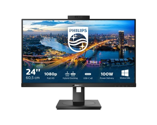 Монитор жидкокристаллический Philips Монитор LCD 23.8'' [16:9] 1920х1080(FHD) IPS, nonGLARE, 250cd/m2, H178°/V178°, 1000:1, 50M:1, 16,7 миллионов цветов, 4ms, HDMI, DP, USB-Hub, Height adj, Tilt, Swivel, Speakers, 3Y, Black