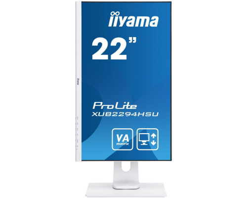 Монитор жидкокристаллический Iiyama Монитор LCD 21.5'' [16:9] 1920х1080(FHD) VA, nonGLARE, 250cd/m2, H178°/V178°, 3000:1, 80M:1, 16.7M, 4ms, VGA, HDMI, DP, USB-Hub, Height adj, Pivot, Tilt, Swivel, Speakers, Audio out, 3Y, Black-White