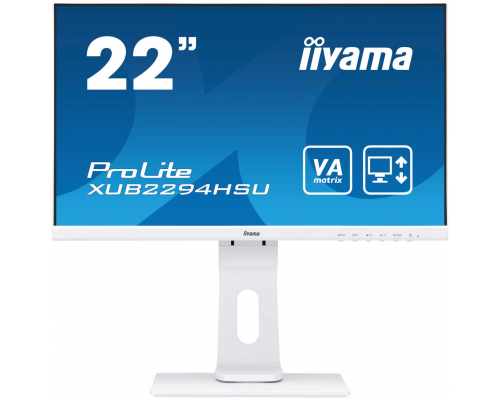 Монитор жидкокристаллический Iiyama Монитор LCD 21.5'' [16:9] 1920х1080(FHD) VA, nonGLARE, 250cd/m2, H178°/V178°, 3000:1, 80M:1, 16.7M, 4ms, VGA, HDMI, DP, USB-Hub, Height adj, Pivot, Tilt, Swivel, Speakers, Audio out, 3Y, Black-White