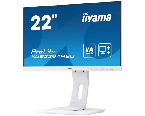 Монитор жидкокристаллический Iiyama Монитор LCD 21.5'' [16:9] 1920х1080(FHD) VA, nonGLARE, 250cd/m2, H178°/V178°, 3000:1, 80M:1, 16.7M, 4ms, VGA, HDMI, DP, USB-Hub, Height adj, Pivot, Tilt, Swivel, Speakers, Audio out, 3Y, Black-White