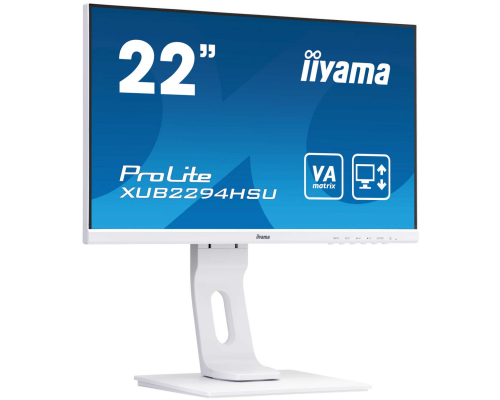 Монитор жидкокристаллический Iiyama Монитор LCD 21.5'' [16:9] 1920х1080(FHD) VA, nonGLARE, 250cd/m2, H178°/V178°, 3000:1, 80M:1, 16.7M, 4ms, VGA, HDMI, DP, USB-Hub, Height adj, Pivot, Tilt, Swivel, Speakers, Audio out, 3Y, Black-White