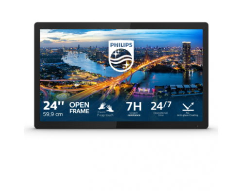 Монитор жидкокристаллический Philips Монитор LCD 23.8'' [16:9] 1920х1080(FHD) IPS, nonGLARE, TOUCH, 250cd/m2, H178°/V178°, 1000:1, 50M:1, 16.7M, 4ms, VGA, DVI, 1,4, 1,2, USB-Hub, Height adj, Tilt, Swivel, Speakers, 3Y, Black