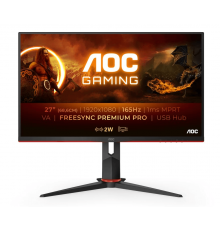 Монитор жидкокристаллический AOC Монитор LCD 27'' [16:9] 1920х1080(FHD) VA, nonGLARE, 350cd/m2, H178°/V178°, 3000:1, 20M:1, 16.7M, 4ms, VGA, 2xHDMI, DP, USB-Hub, Height adj, Pivot, Tilt, Swivel, Speakers, 2Y, Black-Red                                