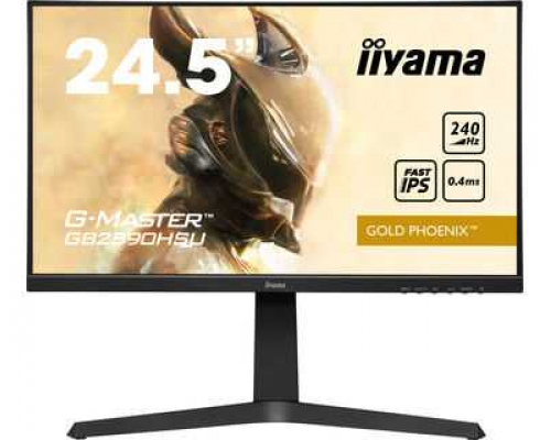 Монитор жидкокристаллический Iiyama Монитор LCD 24.5'' [16:9] 1920х1080(FHD) IPS, nonGLARE, 400cd/m2, H178°/V178°, 1000:1, 80M:1, 16.7M, 0,4 ms, VGA, HDMI, DP, USB-Hub, Height adj, Pivot, Tilt, Swivel, Speakers, Swivel, 3Y, Black