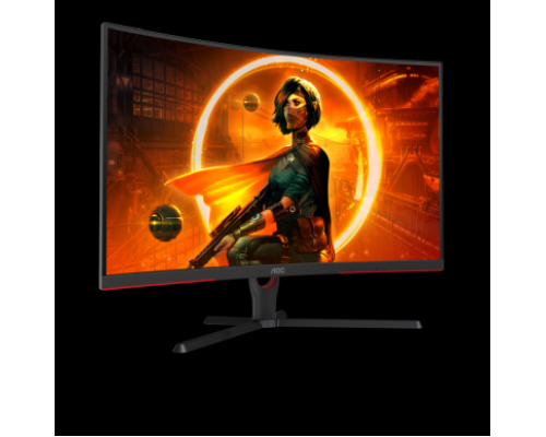 Монитор жидкокристаллический AOC Монитор LCD 31.5'' 16:9 1920х1080(FHD) VA, Curved, nonGLARE, 250cd/m2, H178°/V178°, 3000:1, 80M:1, 16.7M, 1ms, VGA, 2xHDMI, DP, Tilt, Speakers, 3Y, Black-Red