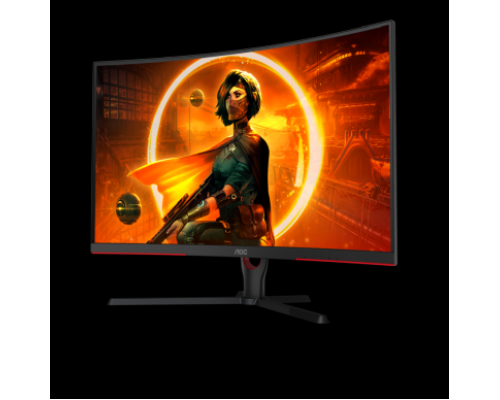 Монитор жидкокристаллический AOC Монитор LCD 31.5'' 16:9 1920х1080(FHD) VA, Curved, nonGLARE, 250cd/m2, H178°/V178°, 3000:1, 80M:1, 16.7M, 1ms, VGA, 2xHDMI, DP, Tilt, Speakers, 3Y, Black-Red