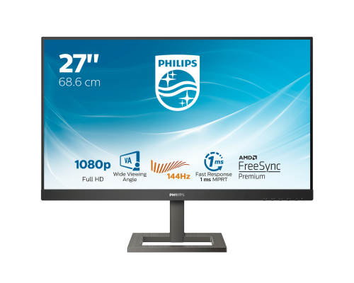 Монитор жидкокристаллический PHILIPS Монитор LCD 27'' [16:9] 1920х1080(FHD) VA, nonGLARE, 350cd/m2, H178°/V178°, 3000:1, 50M:1, 16.7M, 4ms, VGA, HDMI, DP, Height adj, Tilt, Swivel, Speakers, 2Y, Black