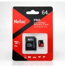 Флеш-накопитель NeTac Карта памяти Netac MicroSD card P500 Extreme Pro 64GB, retail version w/SD adapter                                                                                                                                                  