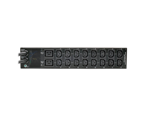 Блок розеток Tripp Lite TAA-Compliant 7.4kW Single-Phase ATS/Switched PDU, 230V Outlets (16 C13 & 2 C19), 2 IEC309 32A Blue Cords, 2U Rack-Mount