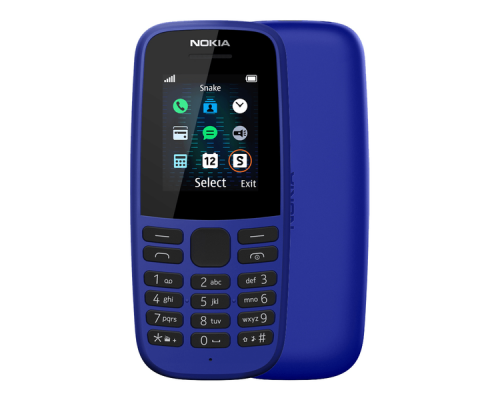 Телефон сотовый Nokia 105 SS TA-1203 BLUE, 1.77'' 160x120, 4MB RAM, 4MB, 1 Sim, 2G, Micro-USB, 800mAh, 74,04 г, 119 ммx49,2 ммx14,4 мм