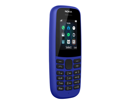 Телефон сотовый Nokia 105 SS TA-1203 BLUE, 1.77'' 160x120, 4MB RAM, 4MB, 1 Sim, 2G, Micro-USB, 800mAh, 74,04 г, 119 ммx49,2 ммx14,4 мм