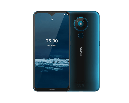 Смартфон Nokia NOKIA 5.3 DS TA-1234 3/64 CYAN, 6.55'' 1600x720, 1.8GHz, 8 Core, 3GB RAM, 64GB, up to 512GB flash, 13 МП + 2 МП + 5 МП + 2 МП/8Mpix, 2 Sim, 2G, 3G, LTE, BT v5.0, Wi-Fi, NFC, GPS, Beidou, Glonass, Type-C, 4000mAh, Android 10, 164,3 мм x